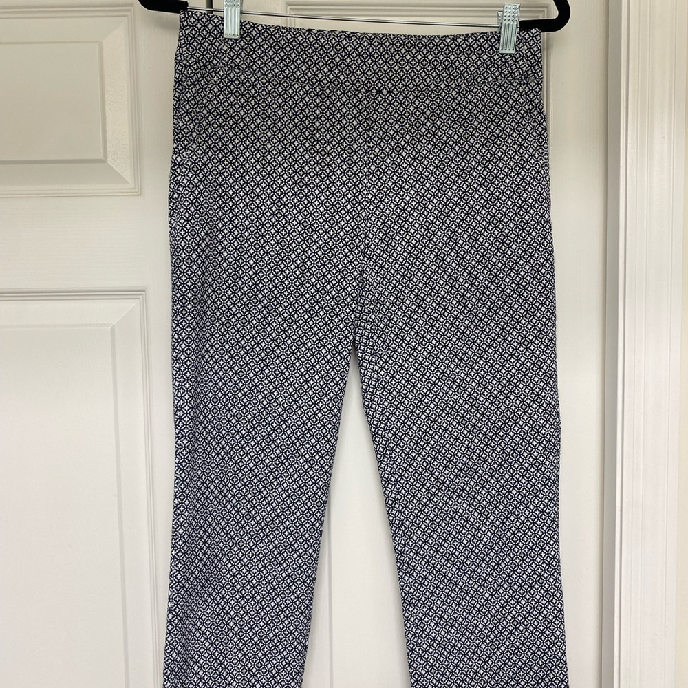Cynthia Rowley Navy and White Geometric Pants